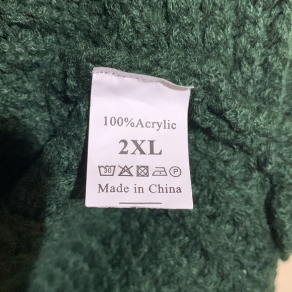 Dark Green Sweater 2XL Stretchy Pull Over Long Sleeve Open Front Cross Over - Picture 16 of 16